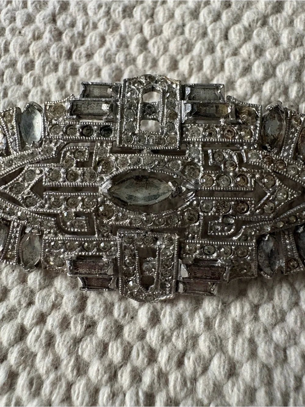 Vintage Estate Brooch Pin Art Deco Style Revival 50s Silver Tone
